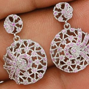 Beautiful Pink Sapphire Dangle Earrings